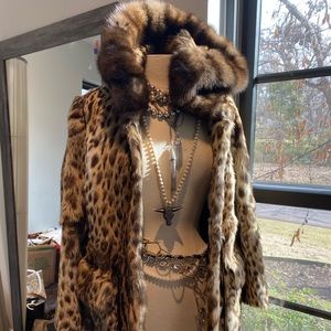 Mid length Russian Lepi cat with mink hoodie Oscar